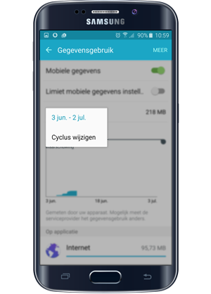 Gegevensgebruik opnieuw instellen