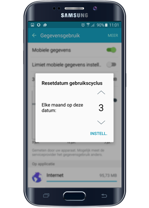 Gegevensgebruik opnieuw instellen